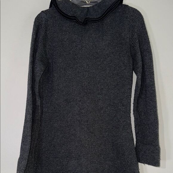 Fenn Wright Manson Gray and Black Sweater w/ Faux Leather Trim & Ruffle Detail - Picture 11 of 11
